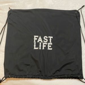 Fast Life draw string bag. 17” x 17”.